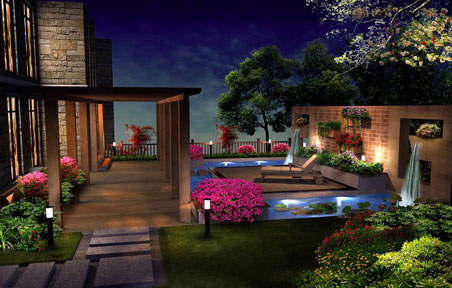 園林設計要考慮的因素及夜景效果圖